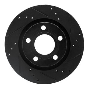 Audi A8 Brake Rotor (1) - Rear Right - R1 Concepts - Drilled & Slotted - Black - `00-`03